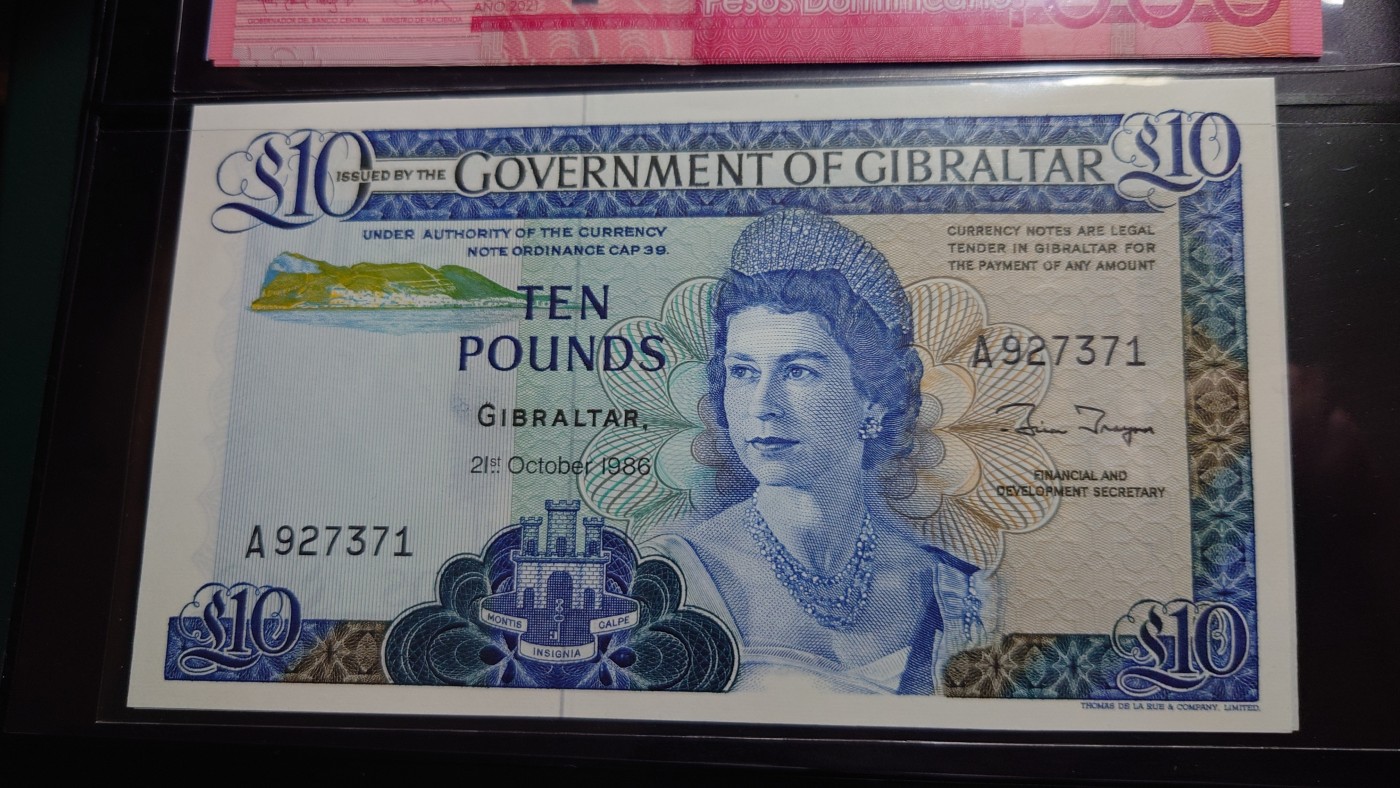 【世界钱币】精选微拍第64期暨2023年第十一期 裸钞专场（有最新展会卖剩品种） 1986年直布罗陀10镑 全新绝品无4尾号371