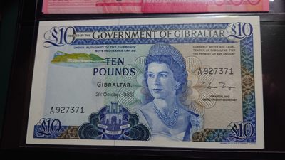 【世界钱币】精选微拍第64期暨2023年第十一期 裸钞专场（有最新展会卖剩品种） 1986年直布罗陀10镑 全新绝品无4尾号371