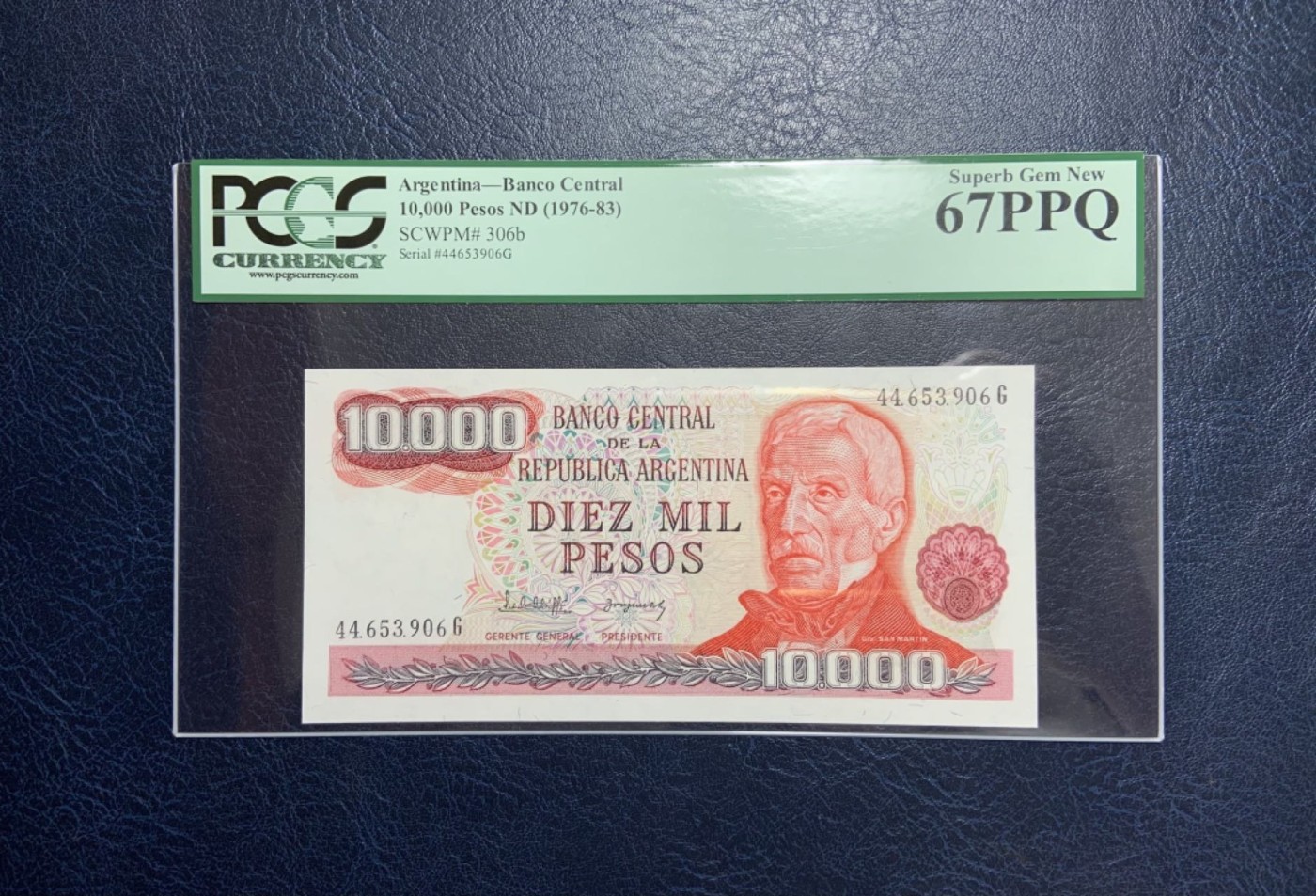 收藏联盟Quantum Auction 第271期拍卖  阿根廷1976-83年10000比索 PCGS67 绝版绿标