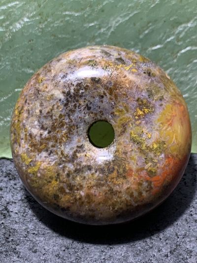 精美战国红玛瑙草花纹平安扣一个， - 精美战国红玛瑙草花纹平安扣一个，