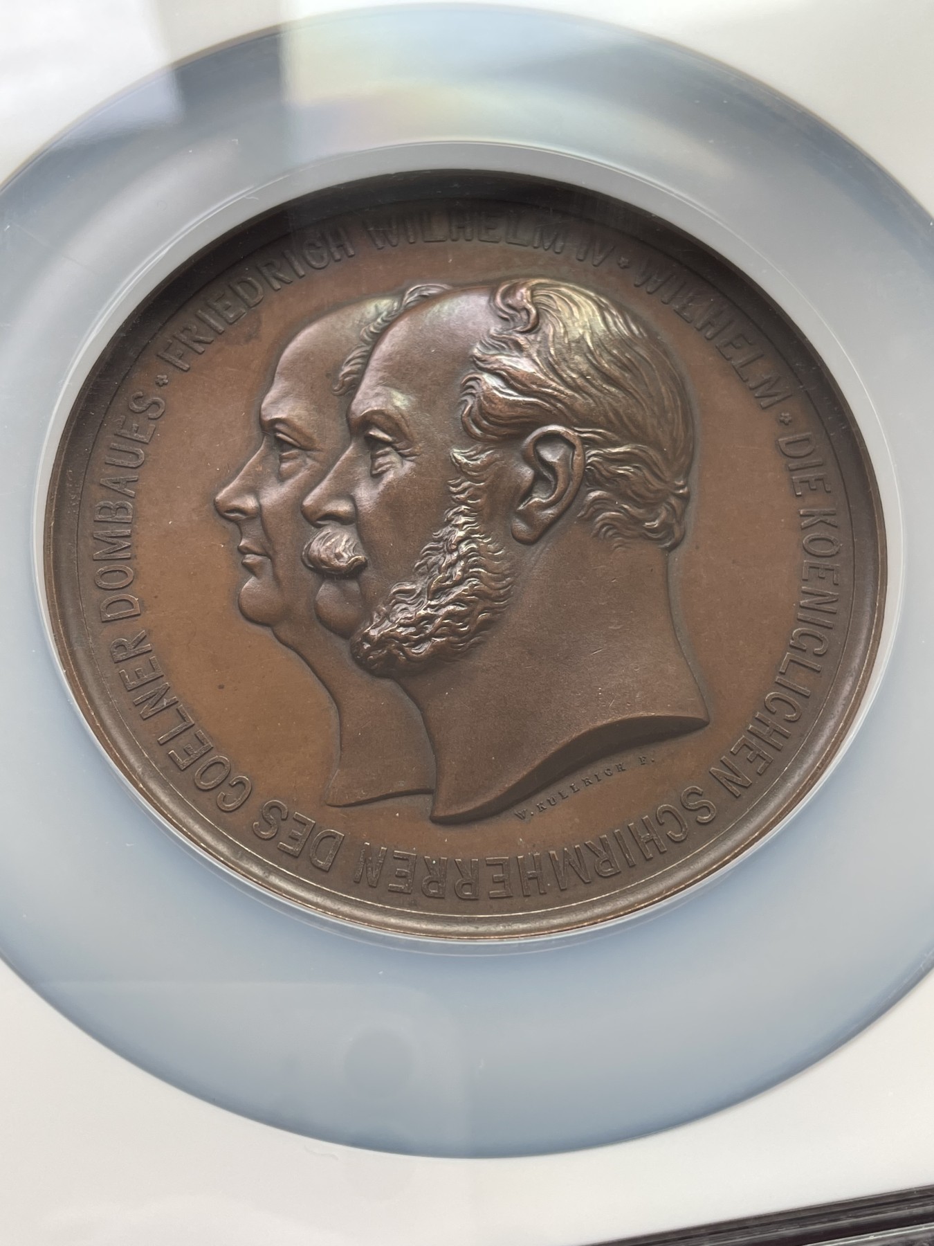 章牌专场-第26期 Kullrich～1867年德国普鲁士王国科隆大教堂重新开工25周年纪念大铜章 直径：70 mm