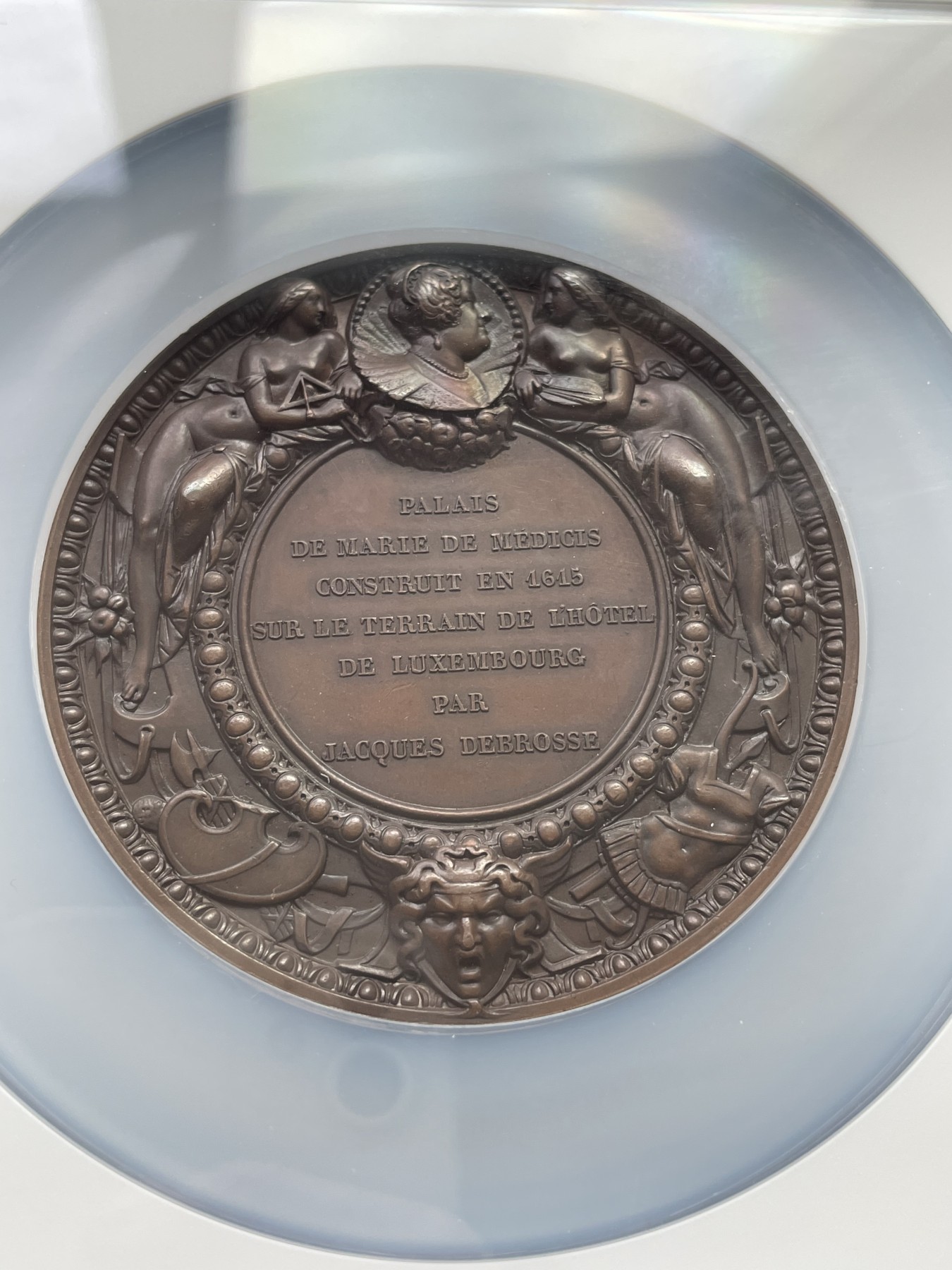 章牌专场-第26期 A. Bovy～1836年法国贵族院扩建纪念大铜章 直径：68 mm