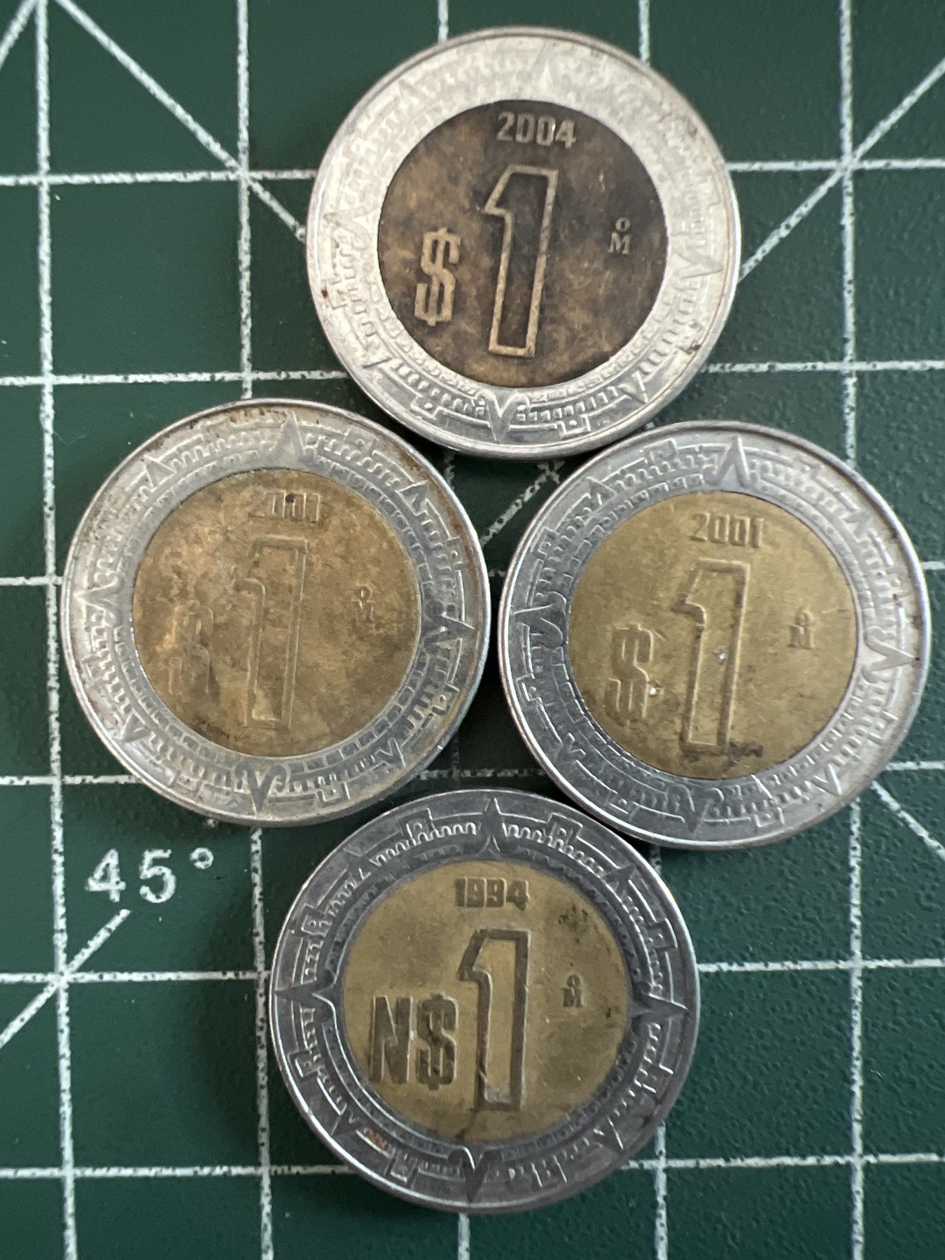 泡泡堂第350期  世界硬币 （无押金，捡漏，全场20包邮，偏远地区除外，接收代拍业务） 墨西哥双色四枚