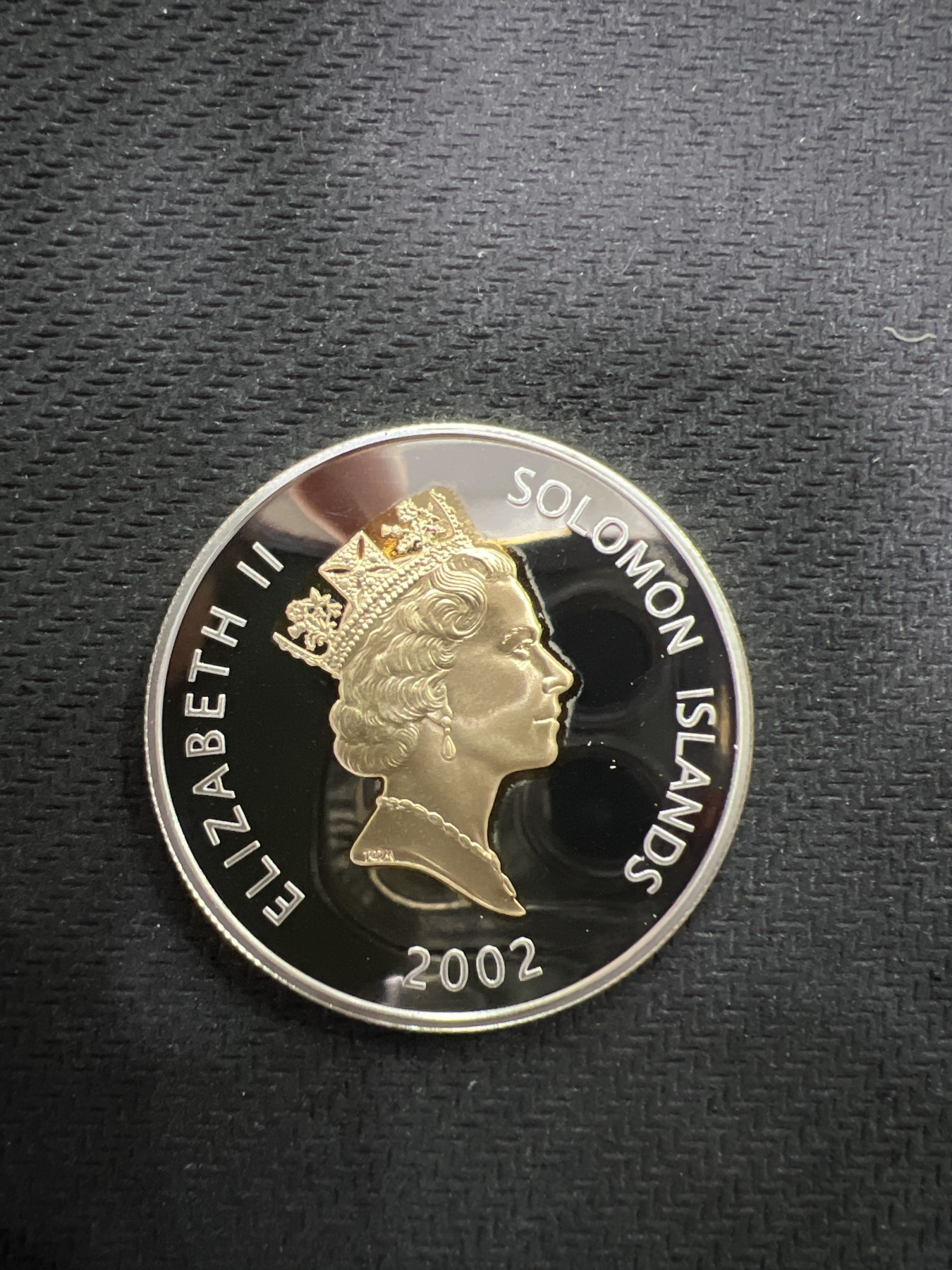 飞翔风筝第三场拍世界纸币银币硬币 所罗门群岛2002年精制鎏金银币