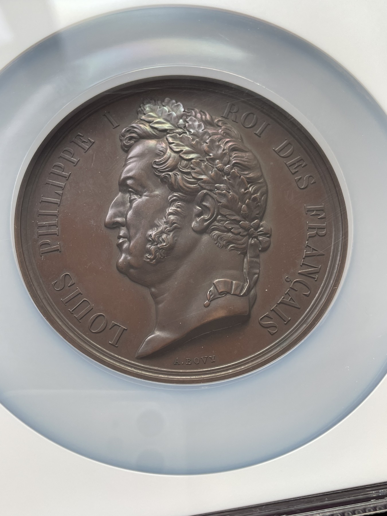 章牌专场-第26期 A. Bovy～1841年法国巴黎高等师范学院新址落成纪念大铜章 直径：68.5 mm