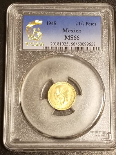 留里克第7拍（明治三瑞，冻肉，指挥官级王冠） - 墨西哥1/2比索金币 纯金铸 重2.1g（除盒） MS66高分 近年升值品种
