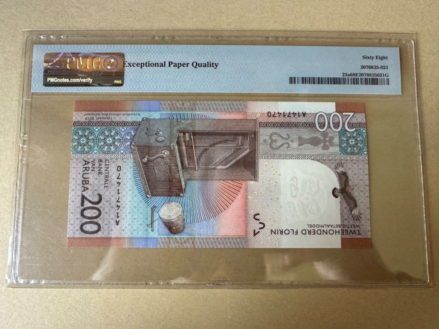 收藏联盟Quantum Auction 第272期拍卖 世界人口日专场 阿鲁巴2019年200弗洛林 PMG68 首发A冠 回声号