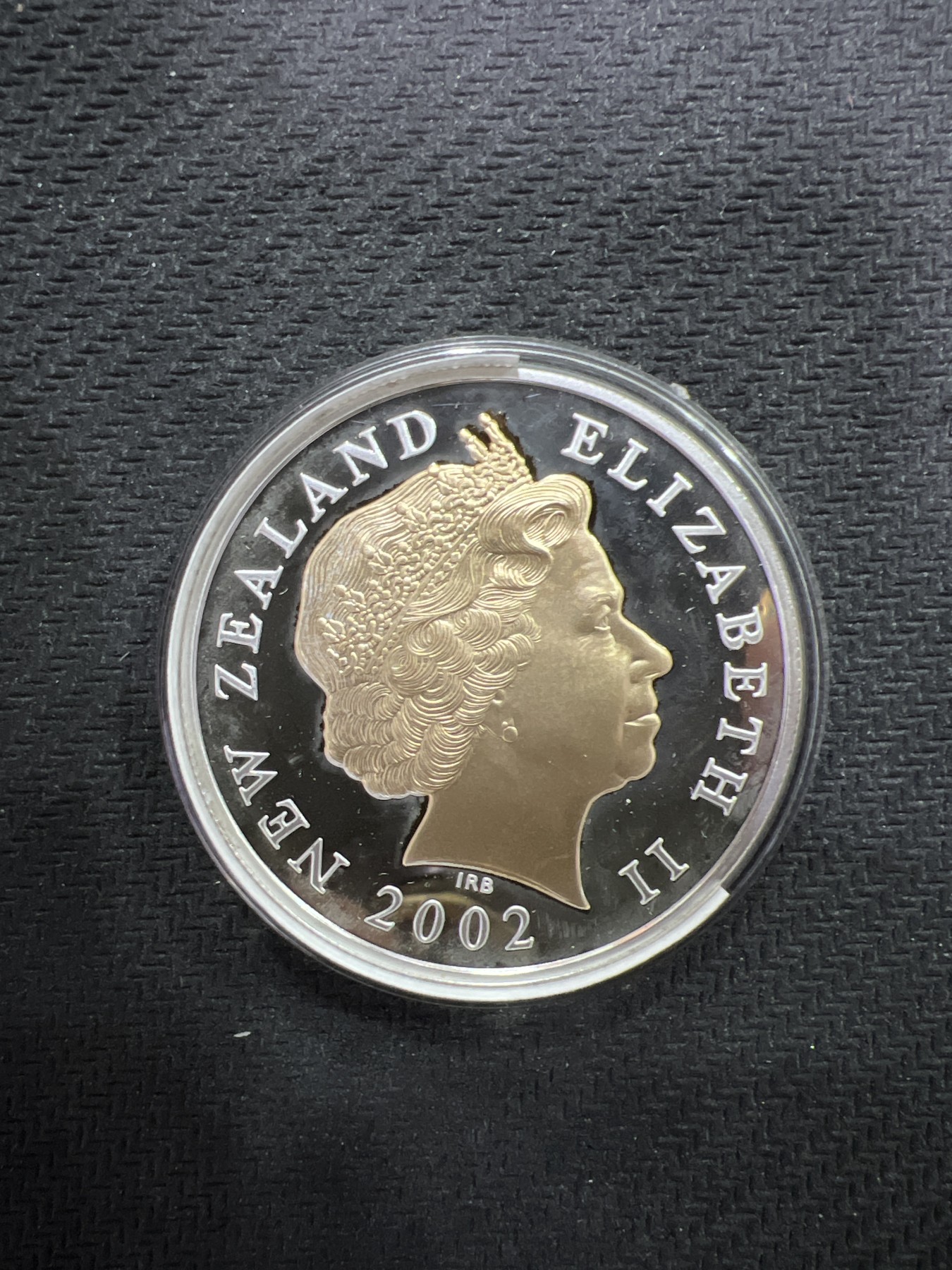 飞翔风筝第三场拍世界纸币银币硬币 新西兰2002年精制鎏金银币