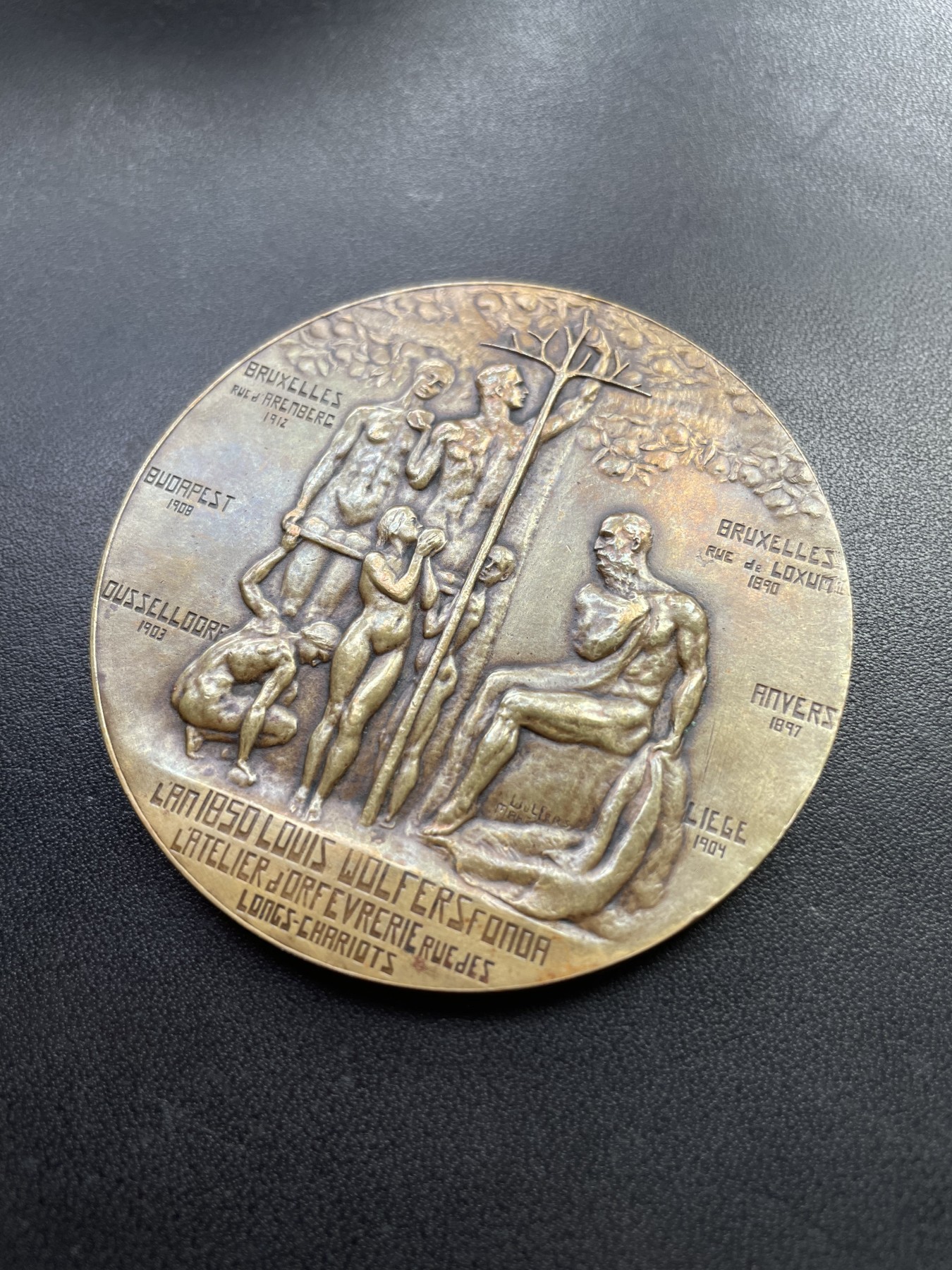 章牌专场-第26期 Marcel Wolfers～1912年沃尔弗斯兄弟公司开业庆典大铜章 （SHBAMA协会32号作品）直径：64 mm