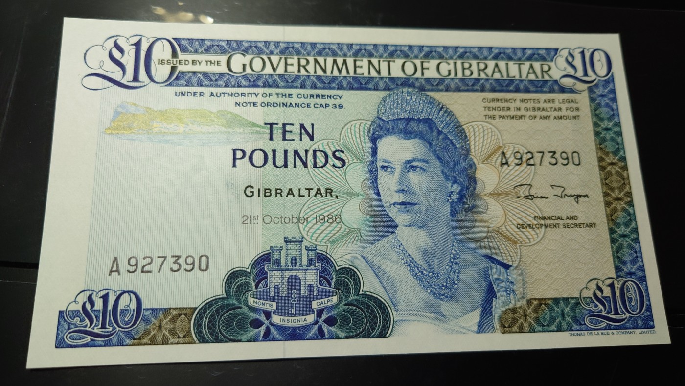 【世界钱币】精选微拍第64期暨2023年第十一期 裸钞专场（有最新展会卖剩品种） 1986年直布罗陀10镑 全新绝品无4尾号390