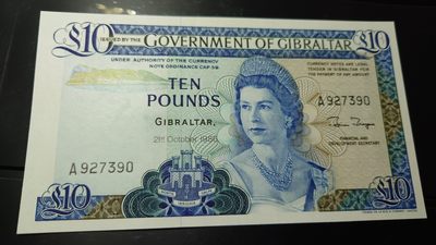 【世界钱币】精选微拍第64期暨2023年第十一期 裸钞专场（有最新展会卖剩品种） 1986年直布罗陀10镑 全新绝品无4尾号390