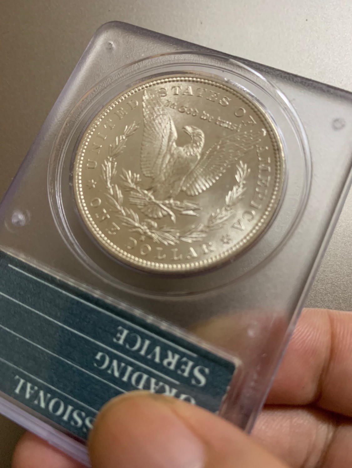 1882年美国摩根银币S版PCGS初生代评级币经典绿盒（摇摇乐）