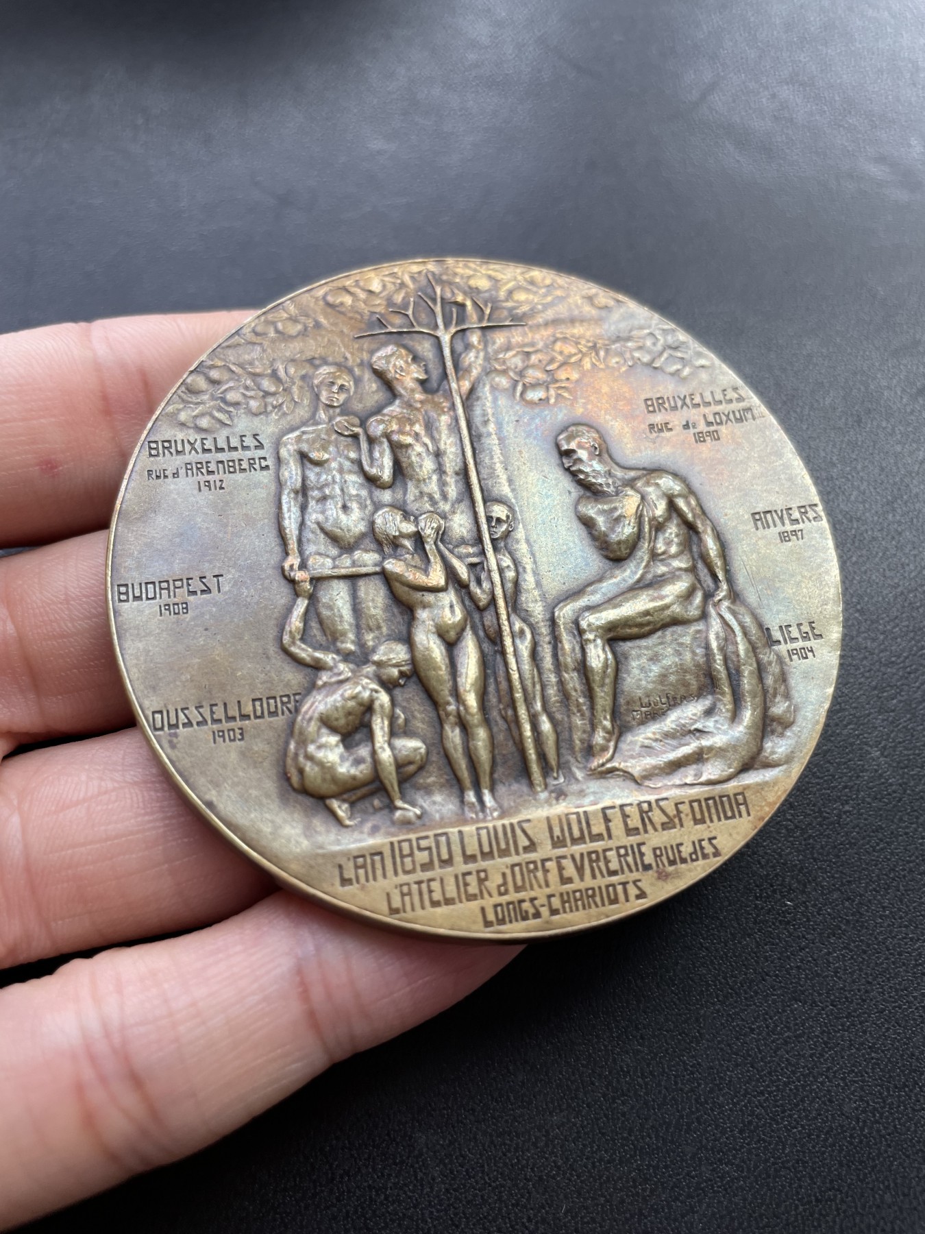 章牌专场-第26期 Marcel Wolfers～1912年沃尔弗斯兄弟公司开业庆典大铜章 （SHBAMA协会32号作品）直径：64 mm