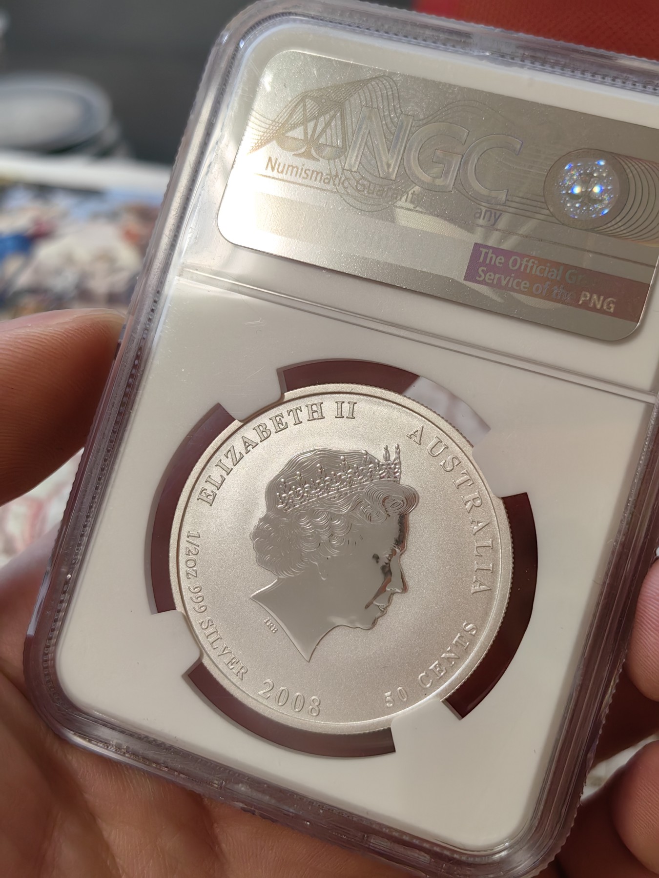 橡树集藏-006场 海纳百川 ngc-Ms69 2008年澳大利亚鼠年纪念币 非常值得纪念的年份 已故伊丽莎白女王余辉