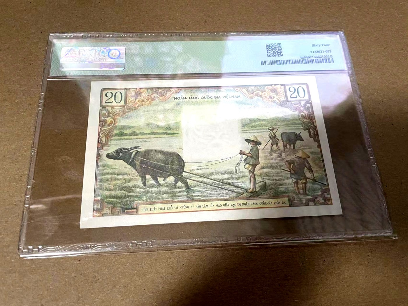 【Blue Auction】✨世界纸币精拍第342期【精】 南越 1956年20盾 PMG64 芭蕉花 