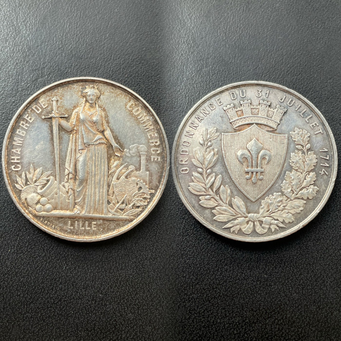 章牌专场-第26期 法国里尔商会银章 直径：37 mm ，22.4 g