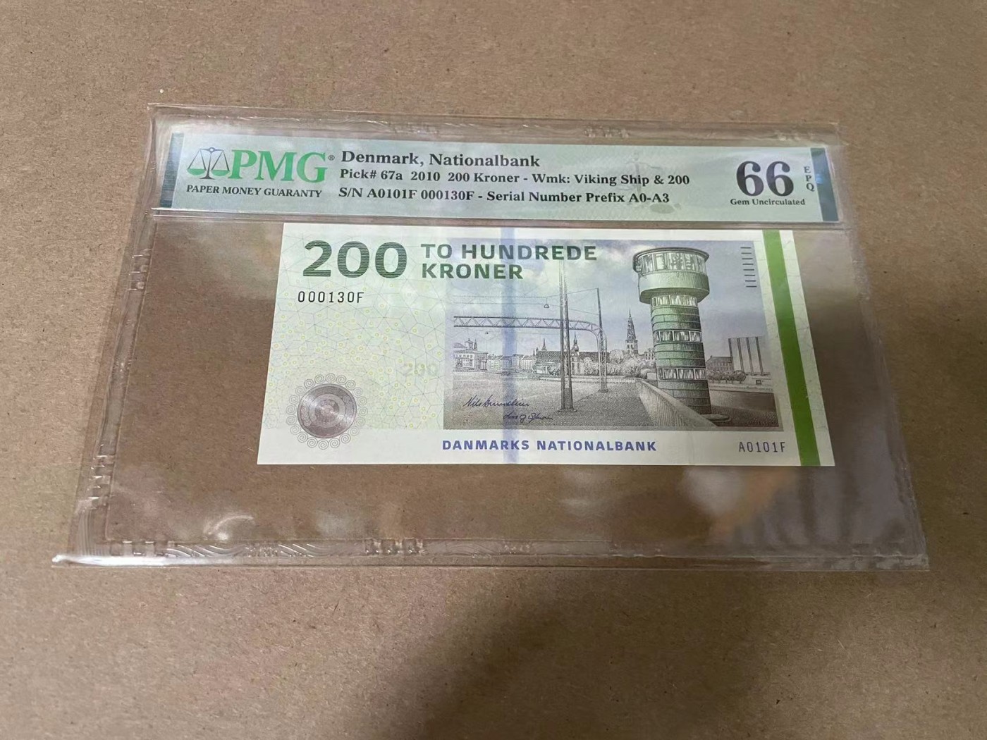 【Blue Auction】✨世界纸币精拍第342期【精】 【A0  130小号】丹麦 2010年200克朗 PMG66EPQ 