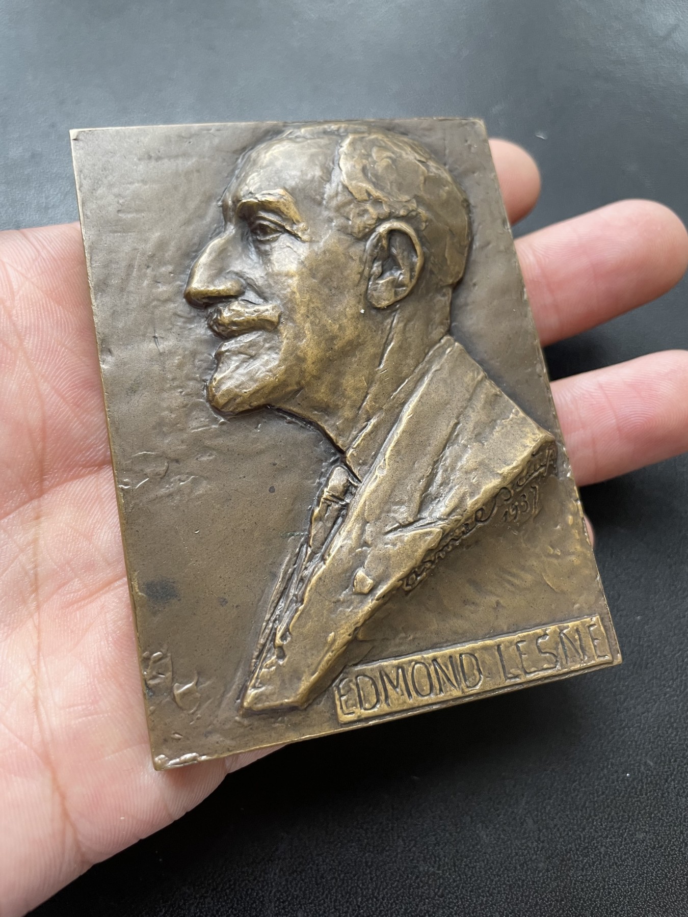 章牌专场-第26期 Zinac Aimée Beaufils～1937年法国儿科专家埃德蒙·莱内大铜章 尺寸：80×58 mm