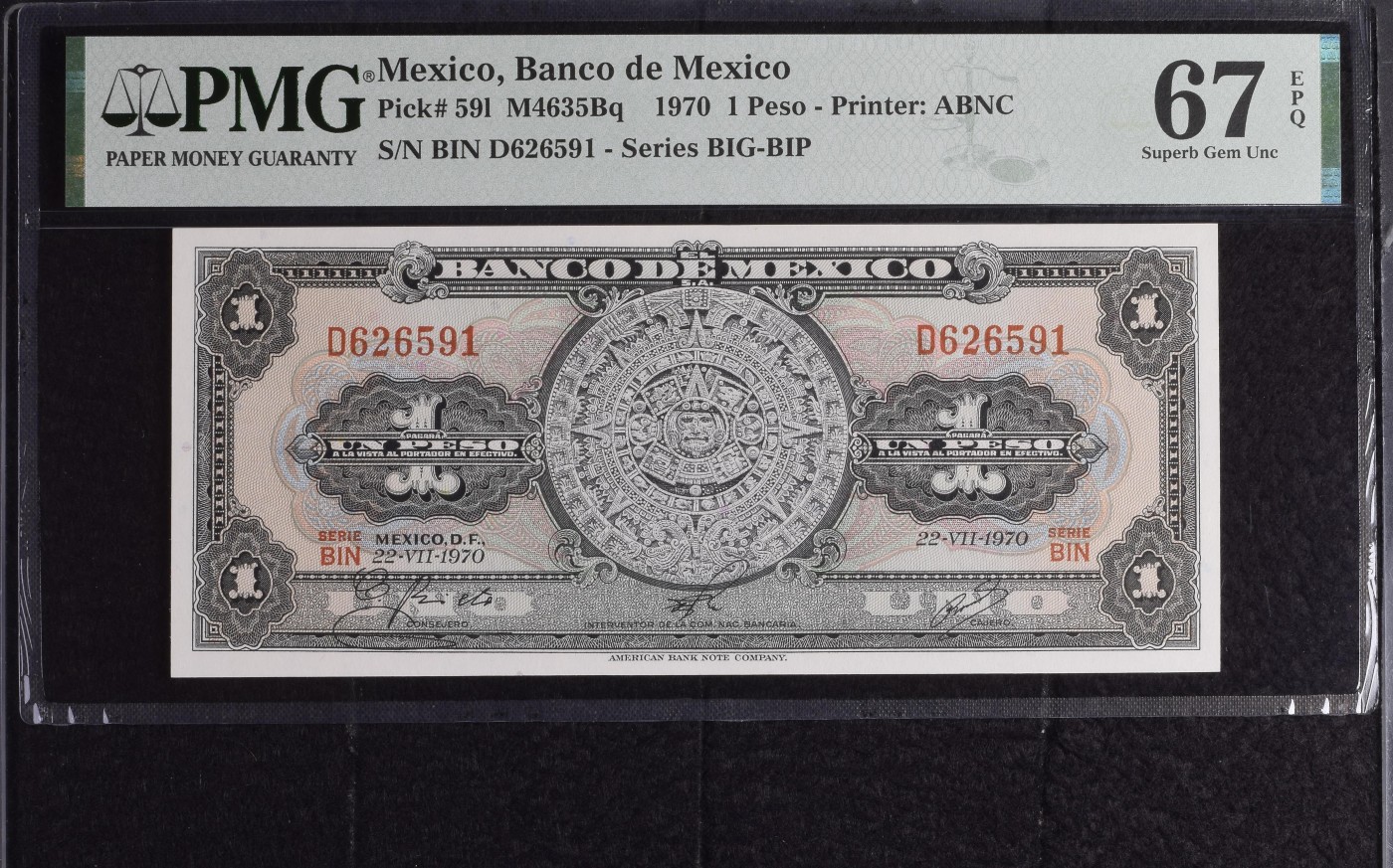 收藏联盟Quantum Auction 第272期拍卖 世界人口日专场 墨西哥1970年1比索 PMG67 玛雅太阳历