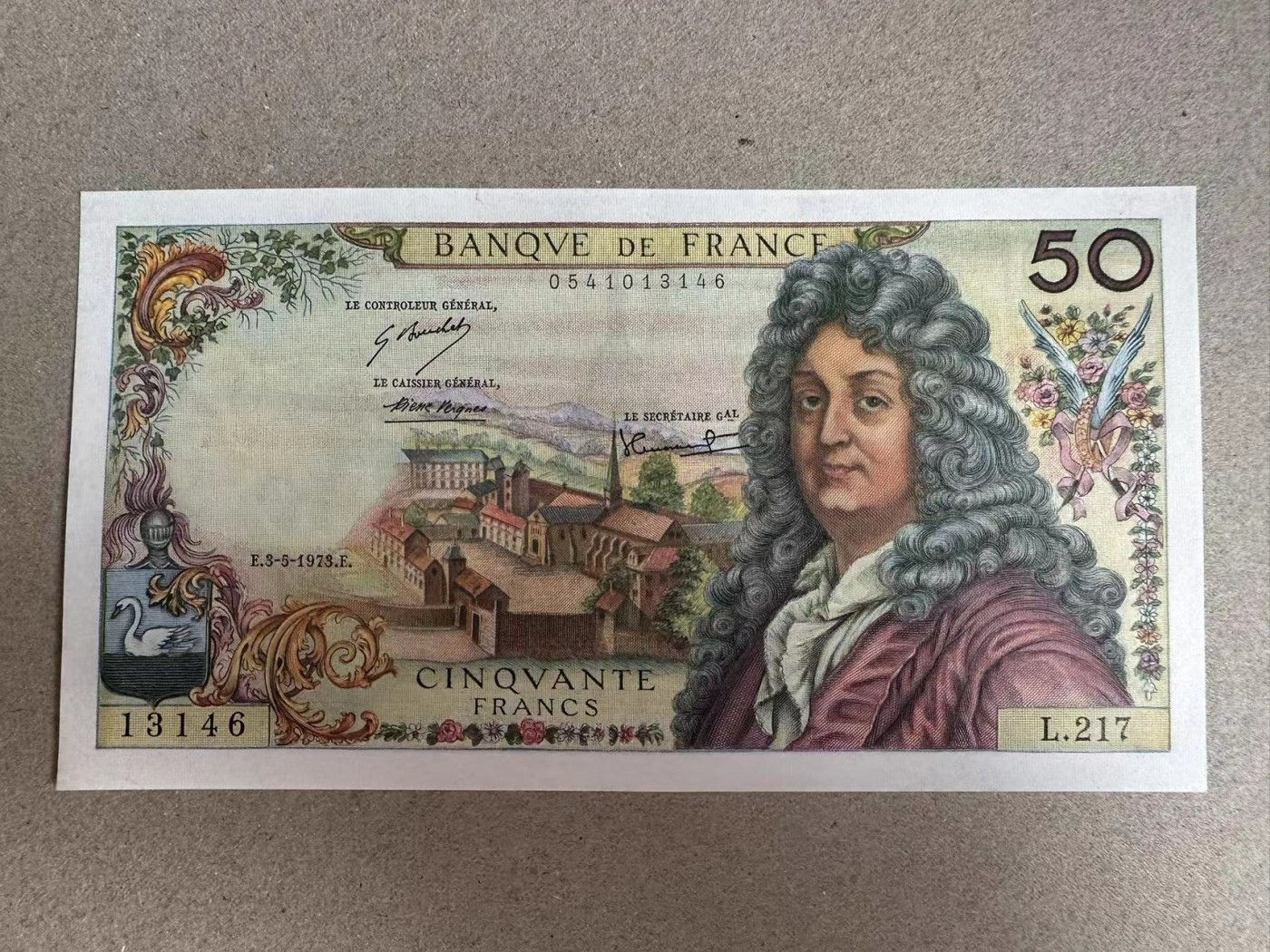 【Blue Auction】✨世界纸币精拍第342期【精】 法国 1973年50法郎 拉辛 AU品相