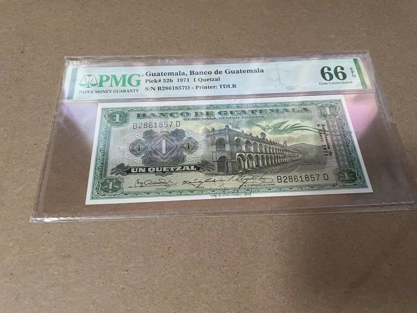 【Blue Auction】✨世界纸币精拍第342期【精】 危地马拉 1971年1Q  PMG66EPQ