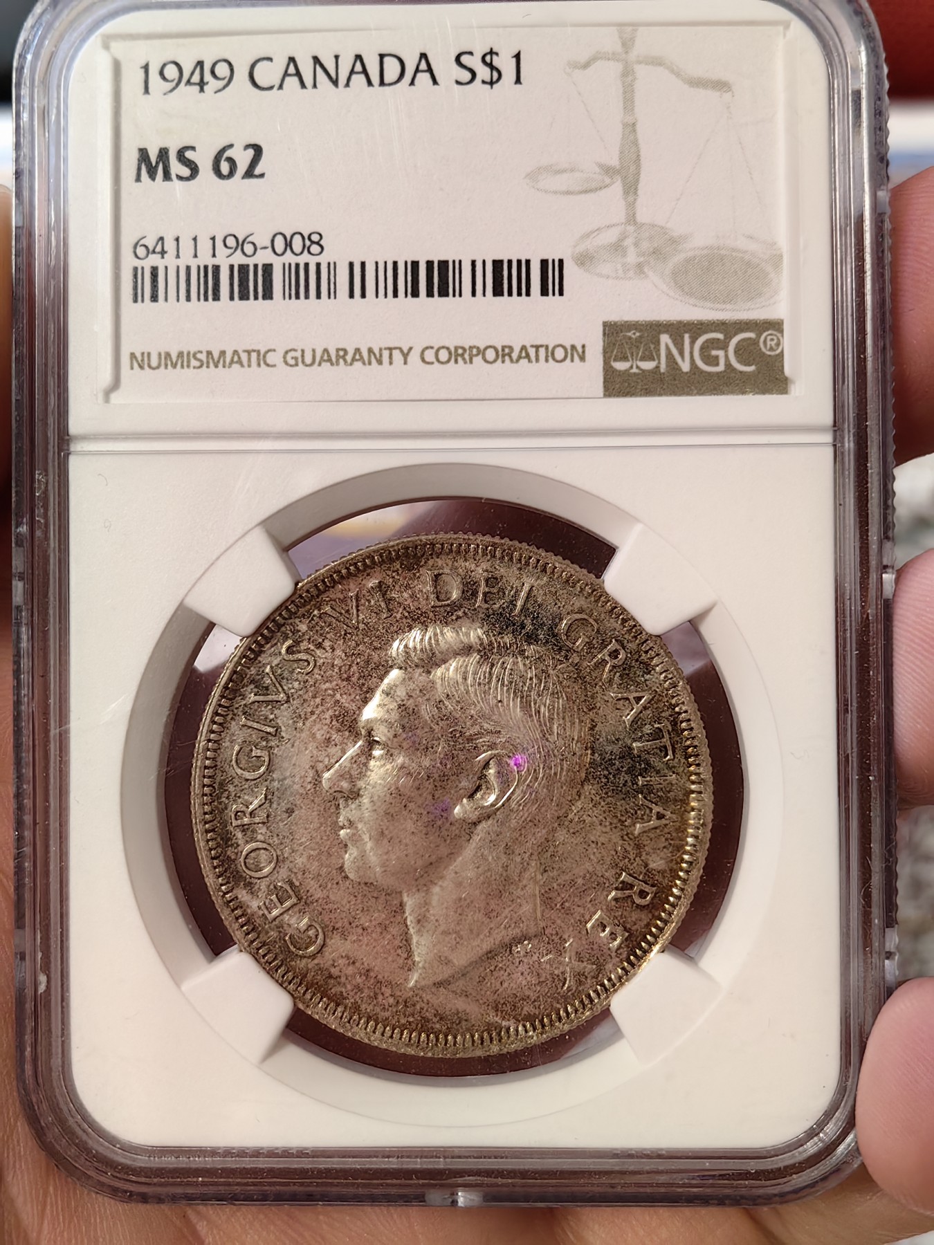 橡树集藏-006场 海纳百川 ngc-ms62 1949年加拿大乔治六世银币 马太号帆船纪念币 双面包浆