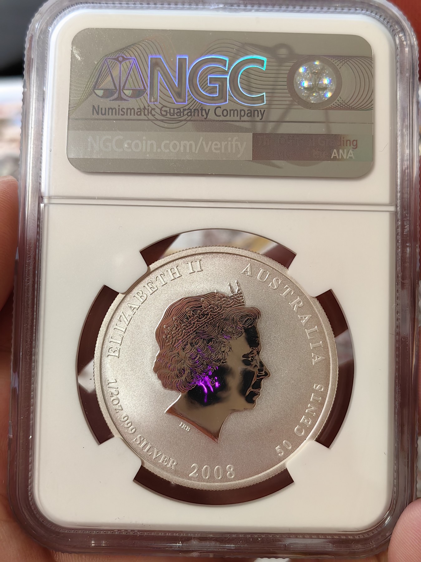 橡树集藏-006场 海纳百川 ngc-Ms69 2008年澳大利亚鼠年纪念币 非常值得纪念的年份 已故伊丽莎白女王余辉