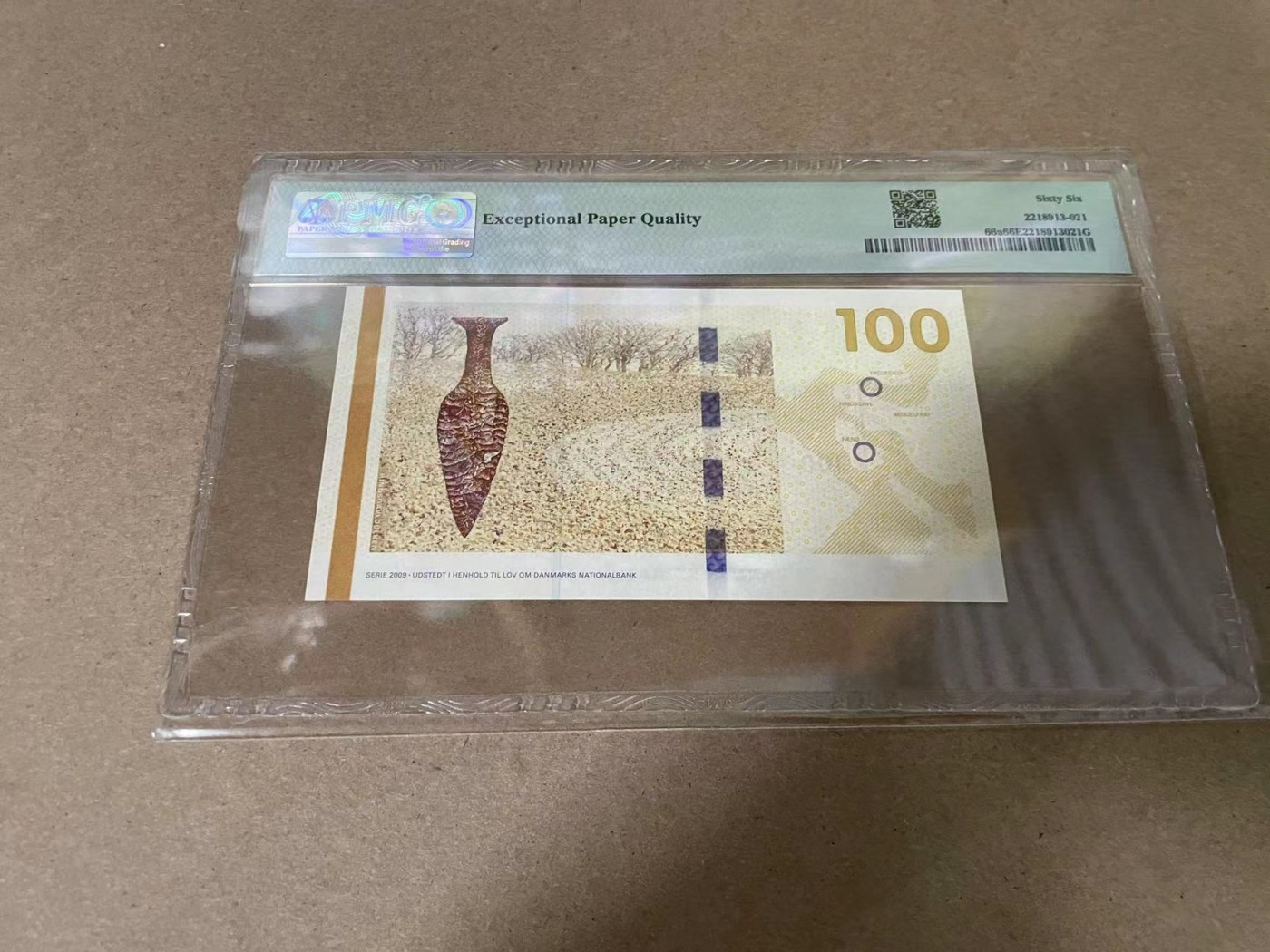 【Blue Auction】✨世界纸币精拍第342期【精】 【A0  46小号】丹麦 2009年100克朗 PMG66EPQ 