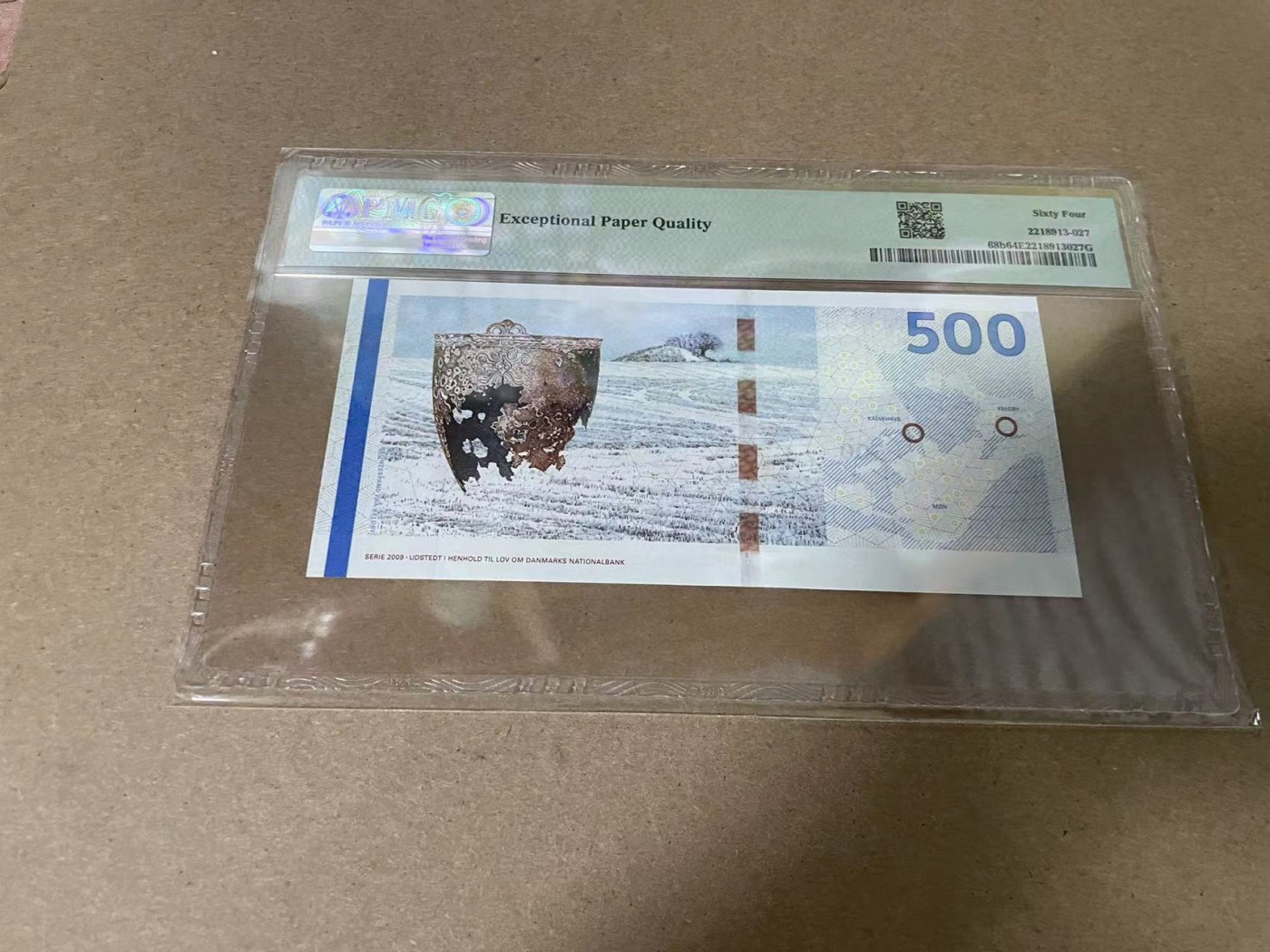 【Blue Auction】✨世界纸币精拍第342期【精】 【A0  60小号】丹麦 2011年500克朗 PMG64EPQ 