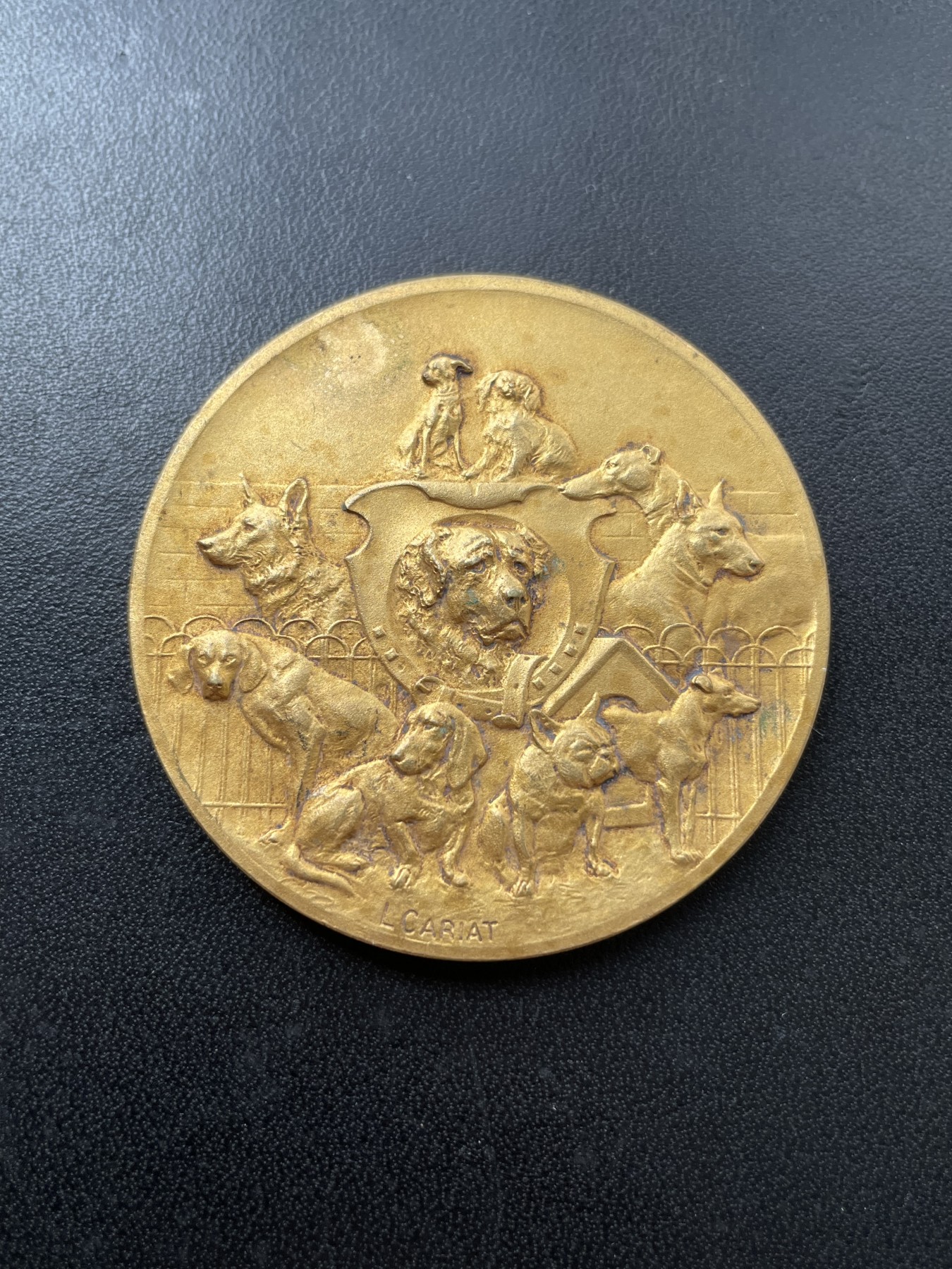 章牌专场-第26期 L. Cariat～法国犬协会镀金铜章 直径：50 mm 