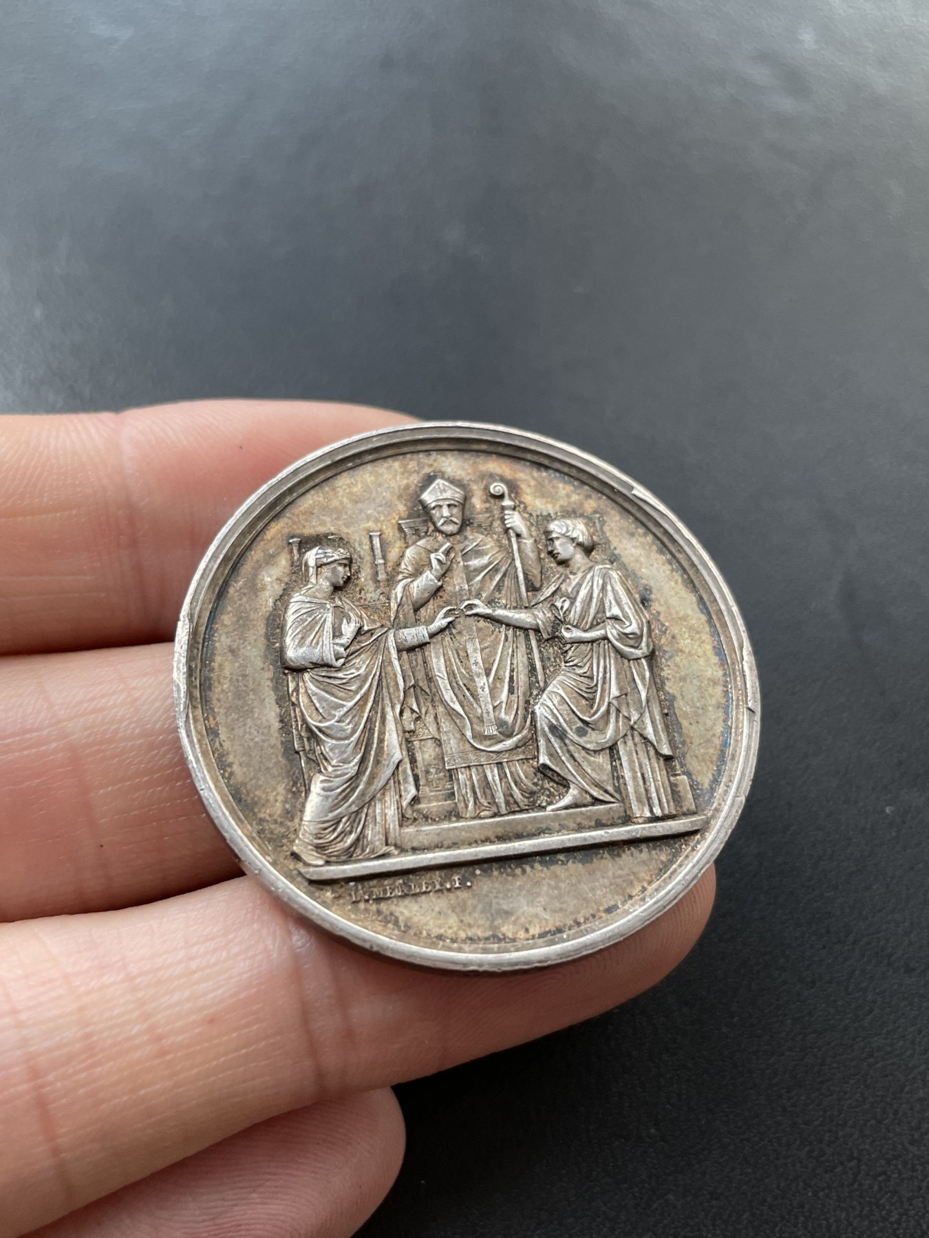 章牌专场-第26期 1867年法国婚礼银章 直径：37mm ，21.5 g