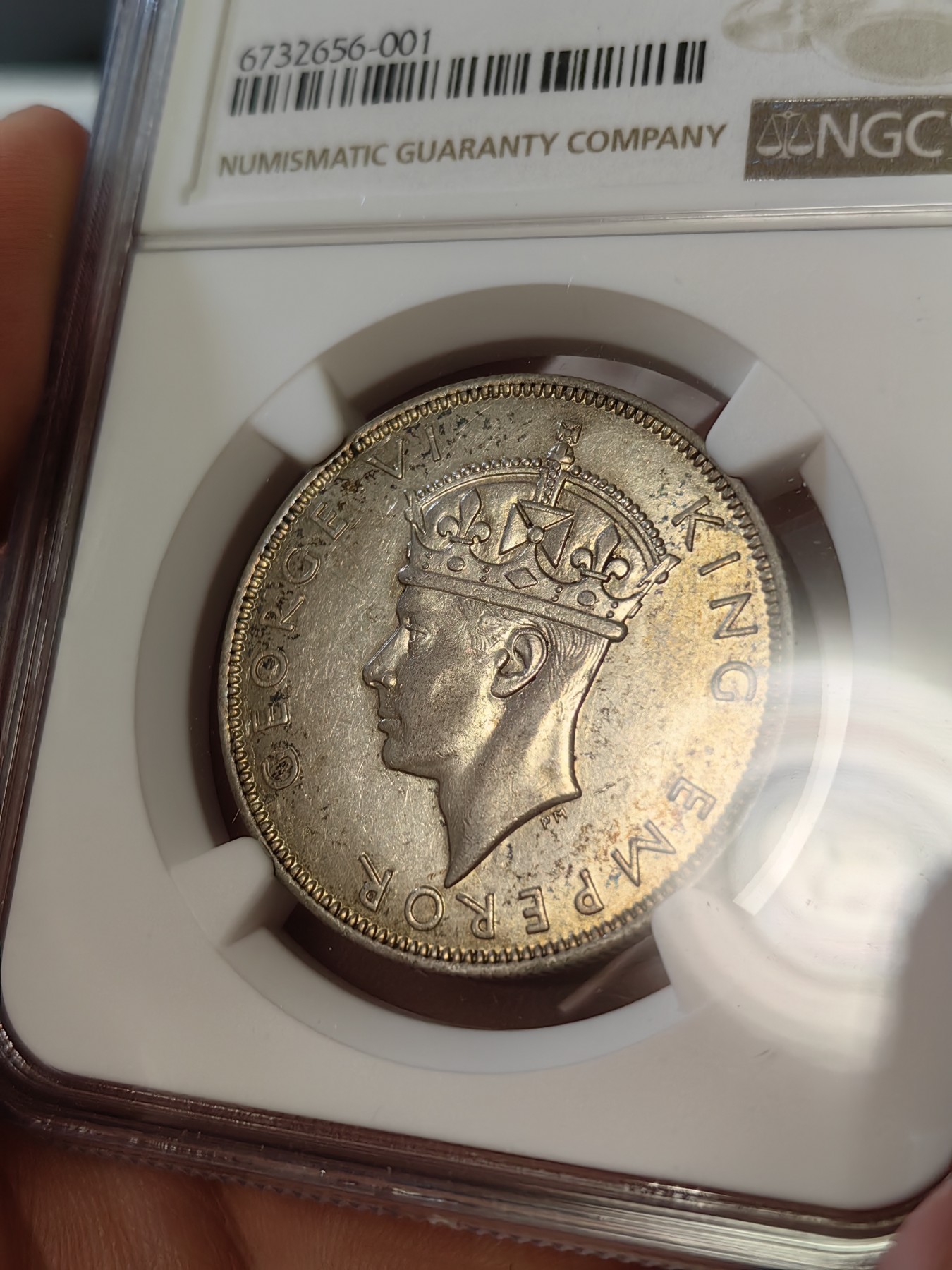 橡树集藏-006场 海纳百川 ngc-au53 1944年南罗德西亚半克朗银币 