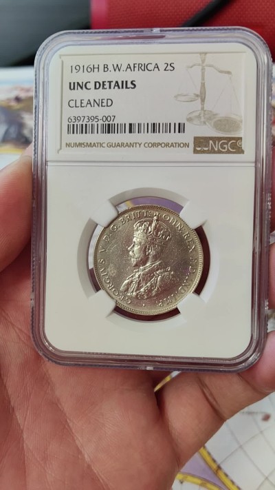 橡树集藏-006场 海纳百川 ngc-unc 1916年英属西非2先令银币