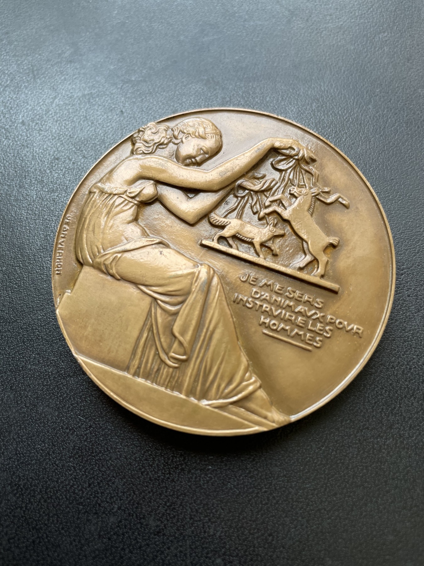 章牌专场-第26期 Jean Vernon～法国寓言大师拉封丹纪念铜章 直径：59 mm