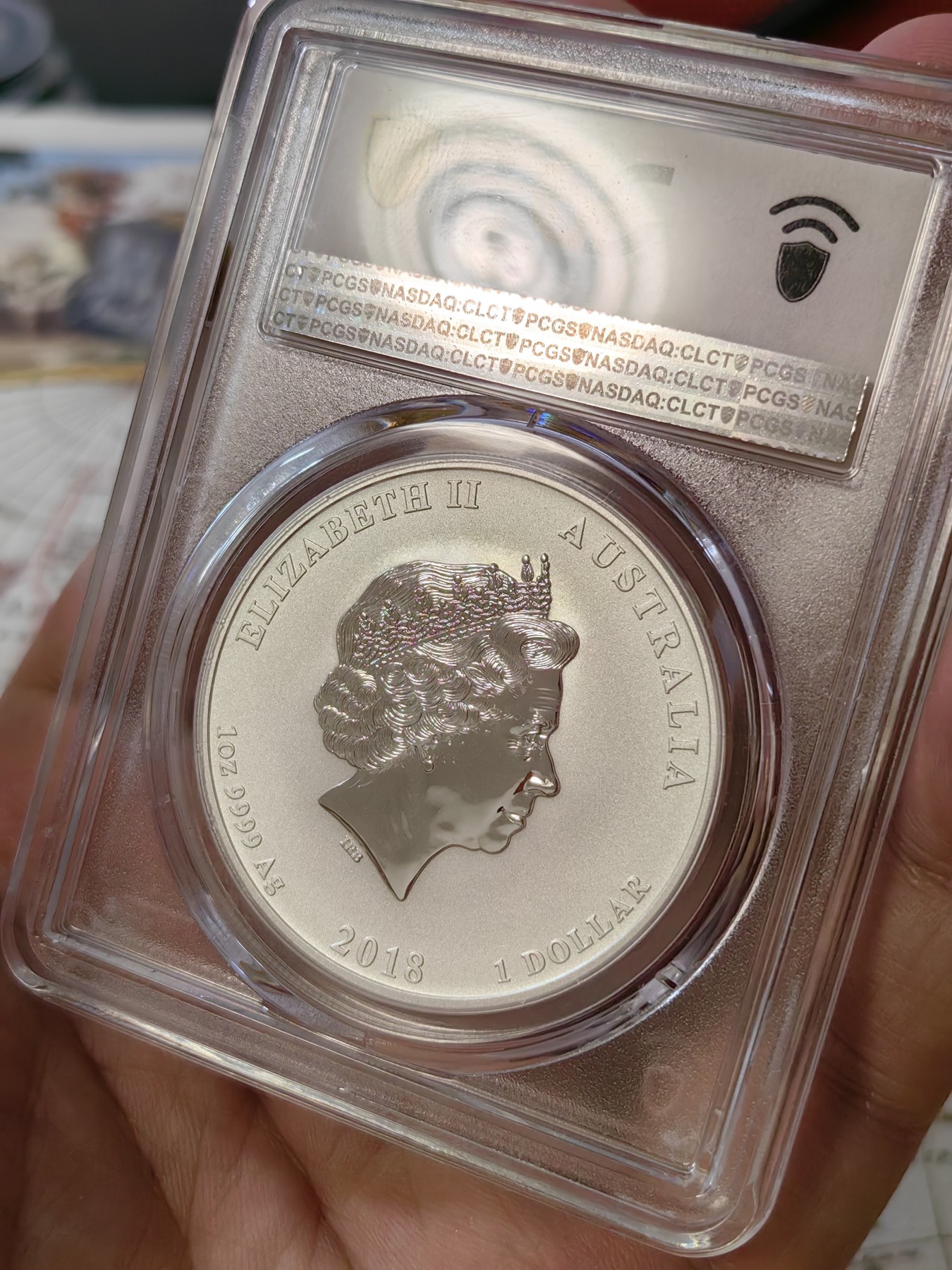 橡树集藏-006场 海纳百川 pcgs-ms70 2018年澳大利亚恭贺毕业1美元纪念大银币 完美品相 霍格沃兹的可爱猫头鹰 珀斯厂