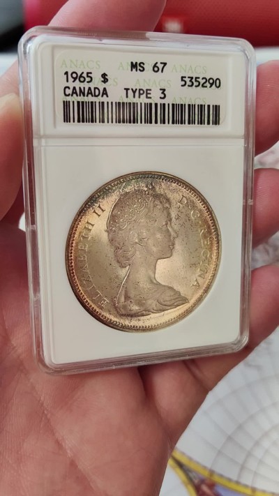 橡树集藏-006场 海纳百川 anacs-Ms67 1965年加拿大划船大银币 标签错误 实际是pl67 cameo 高分好品 请看照片 绝版可爱小白盒 Zippo大小盈手可握 非常少见