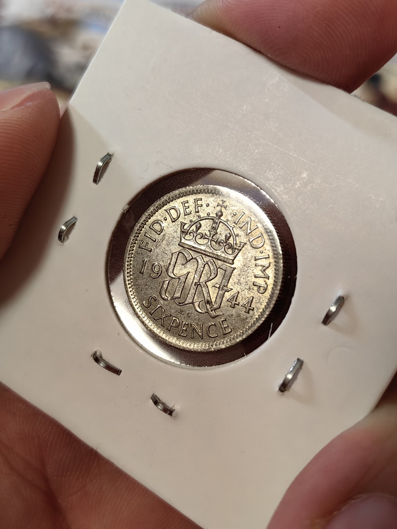 橡树集藏-006场 海纳百川 UNC转光品散银币四枚，英国乔六6便士，荷属东印度1/10，沙俄10戈比，中国广东省二毫