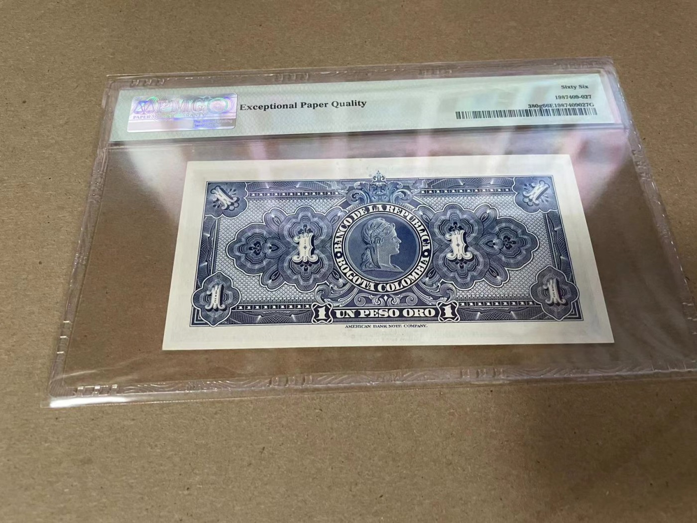 【Blue Auction】✨世界纸币精拍第342期【精】 哥伦比亚 1954年1比索 ABNC出品 PMG66EPQ 