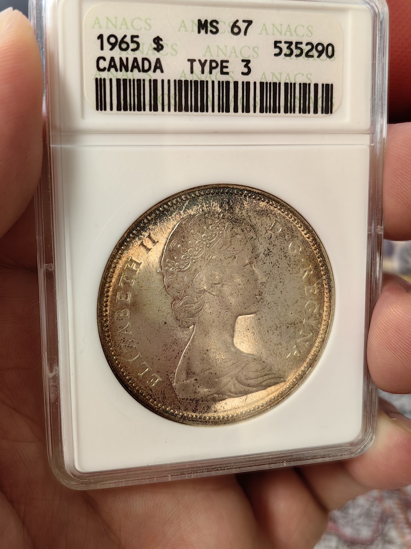 橡树集藏-006场 海纳百川 anacs-Ms67 1965年加拿大划船大银币 标签错误 实际是pl67 cameo 高分好品 请看照片 绝版可爱小白盒 Zippo大小盈手可握 非常少见