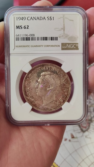 橡树集藏-006场 海纳百川 ngc-ms62 1949年加拿大乔治六世银币 马太号帆船纪念币 双面包浆
