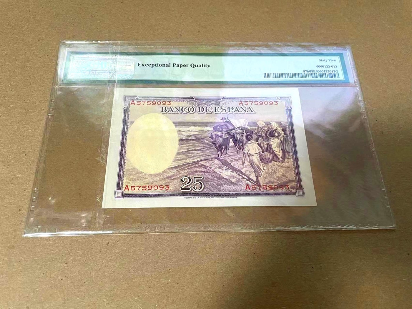 【Blue Auction】✨世界纸币精拍第342期【精】 西班牙 1936年25比塞塔 小华金 名画 PMG65EPQ 绝品