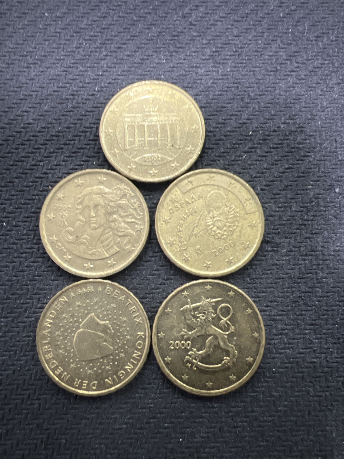 飞翔风筝第三场拍世界纸币银币硬币 欧盟硬币5枚