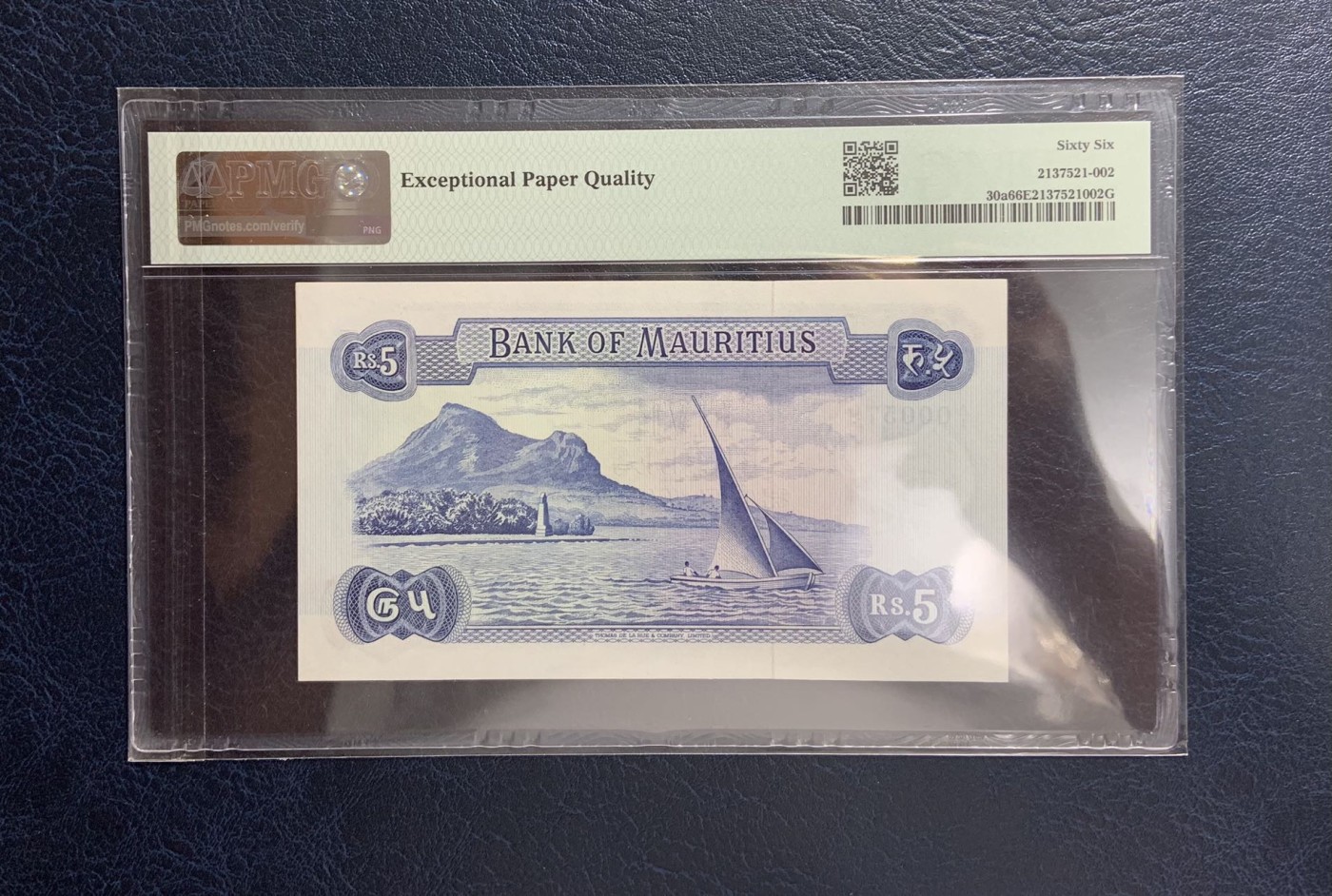 收藏联盟Quantum Auction 第272期拍卖 世界人口日专场 毛里求斯1967年5-50卢比首发全同百位号一套 PMG66 (10卢比为64e)