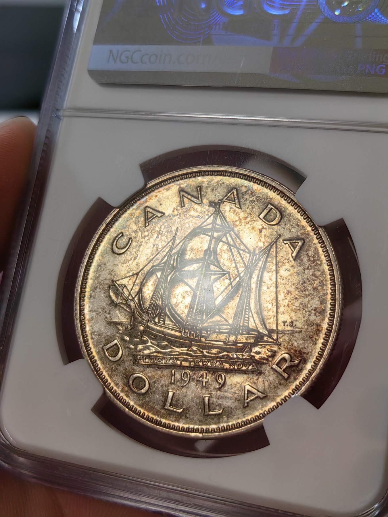 橡树集藏-006场 海纳百川 ngc-ms62 1949年加拿大乔治六世银币 马太号帆船纪念币 双面包浆