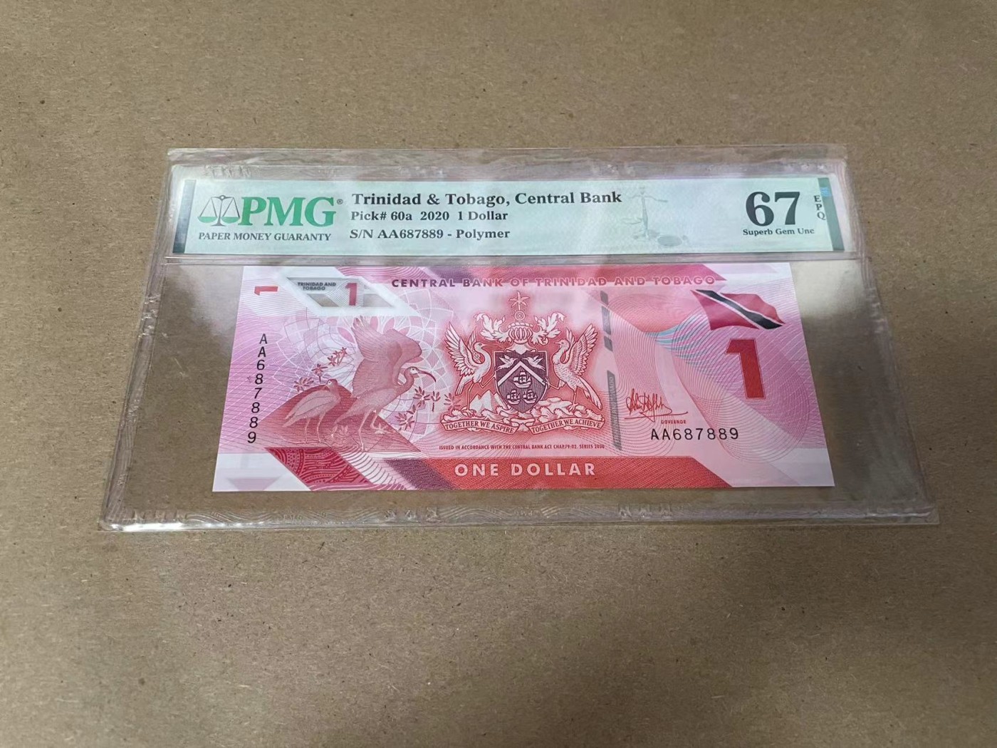 【Blue Auction】✨世界纸币精拍第342期【精】 【AA】特立尼达和多巴哥 2020年1元 PMG67EPQ 