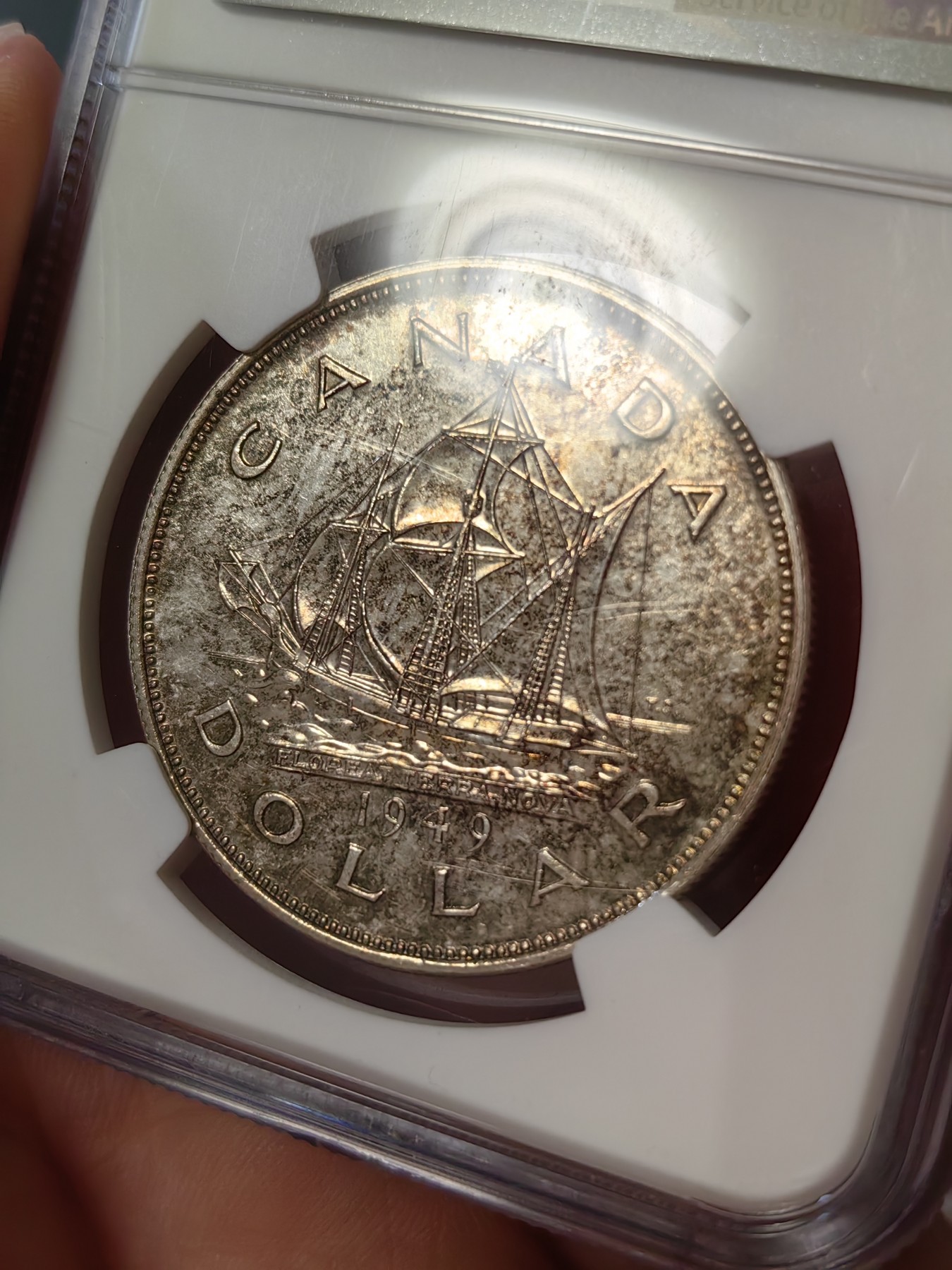 橡树集藏-006场 海纳百川 ngc-ms62 1949年加拿大乔治六世银币 马太号帆船纪念币 双面包浆