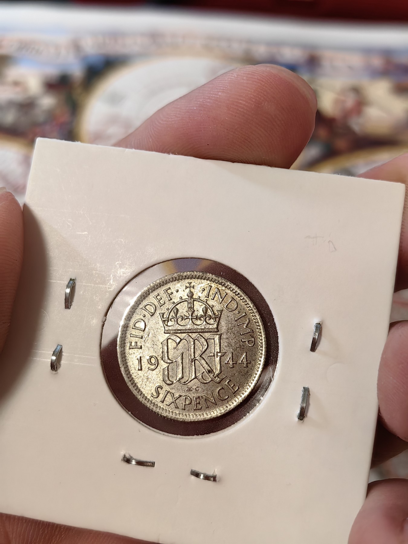 橡树集藏-006场 海纳百川 UNC转光品散银币四枚，英国乔六6便士，荷属东印度1/10，沙俄10戈比，中国广东省二毫