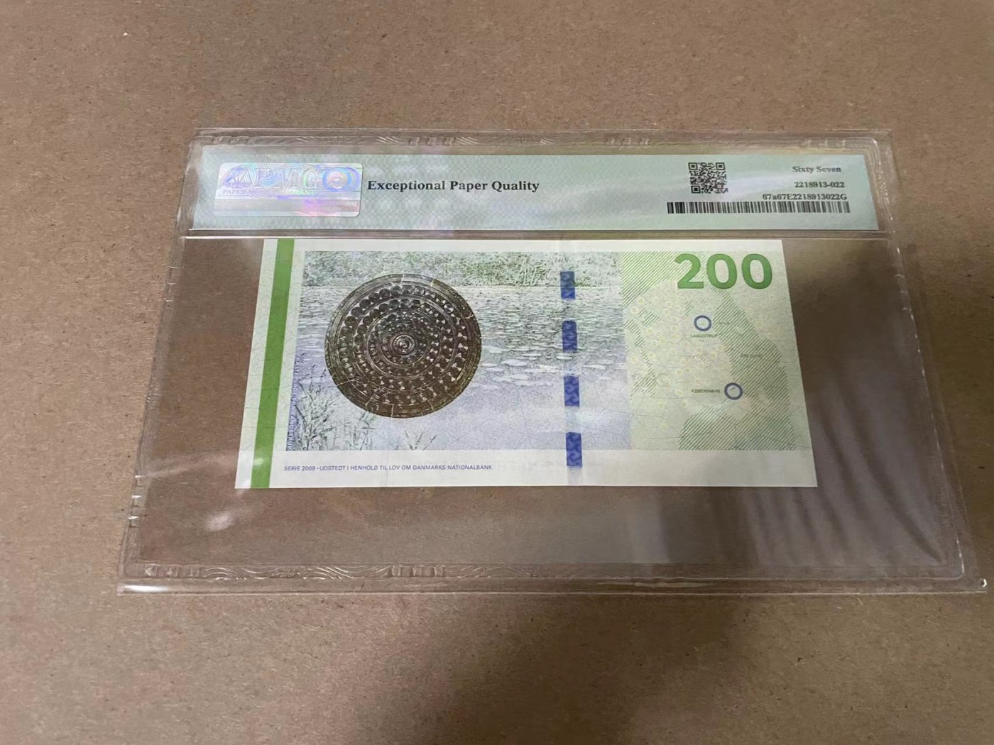 【Blue Auction】✨世界纸币精拍第342期【精】 【A0  58小号】丹麦 2010年200克朗 PMG67EPQ 