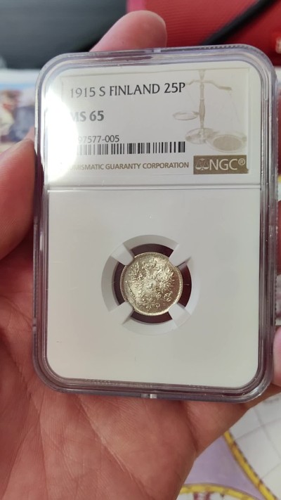 橡树集藏-006场 海纳百川 ngc-MS65 1915S  俄占芬兰25芬尼银币 ngc-MS65 1916S 俄占芬兰50芬尼银币 顶级转光
