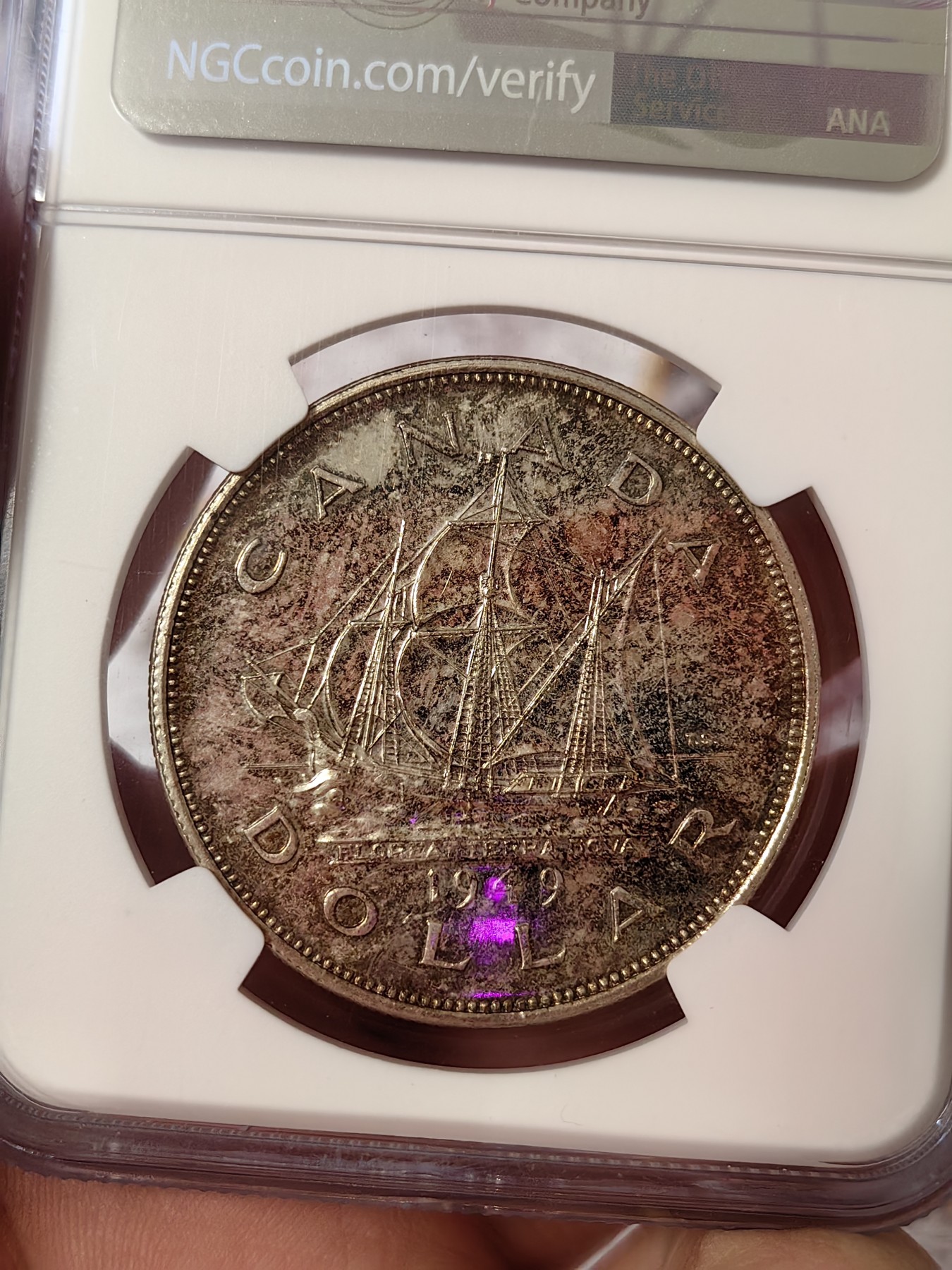 橡树集藏-006场 海纳百川 ngc-ms62 1949年加拿大乔治六世银币 马太号帆船纪念币 双面包浆